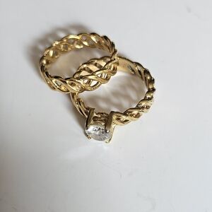 Elegant Gold-Tone Braided Ring Set